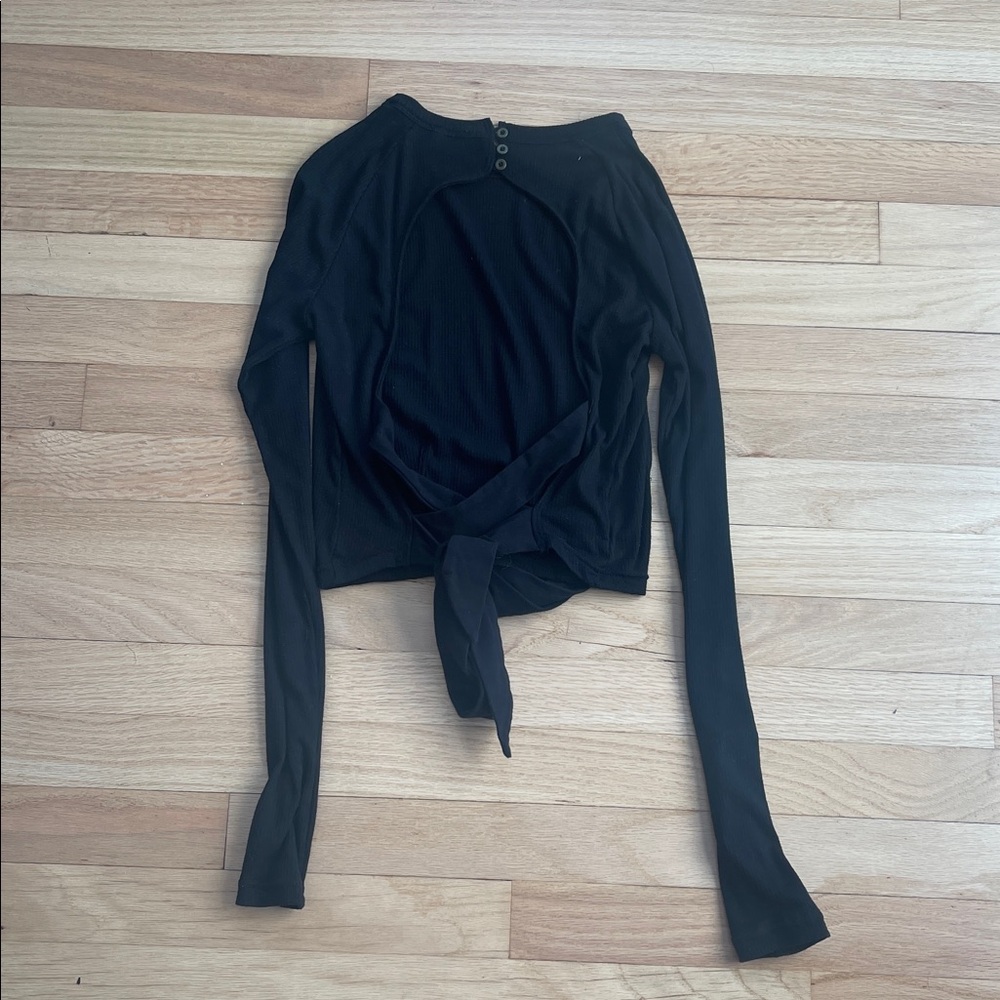 Free people size XS Black Long Sleeve Tie-Back Top - Picture 8 of 12